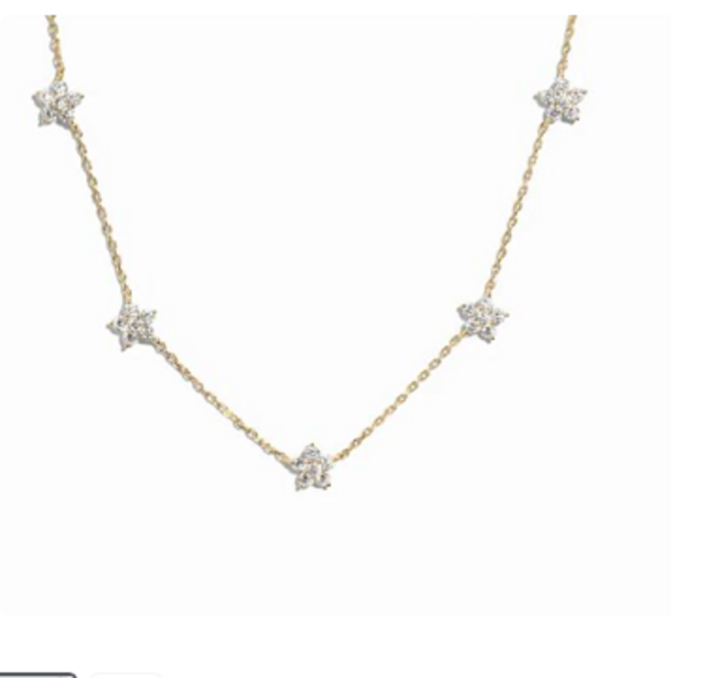 CLEAR DIAMOND FLOWER NECKLACE YG