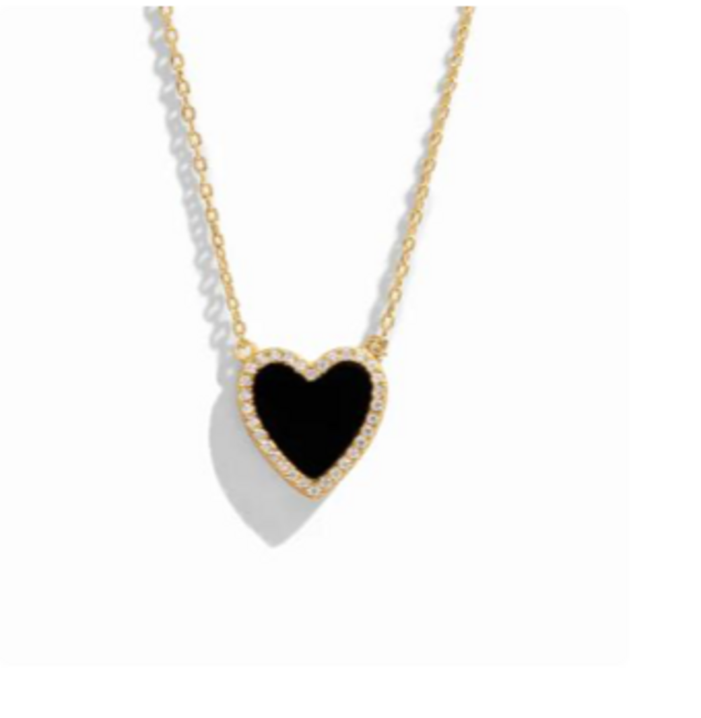 Black Onyx Heart Necklace YG