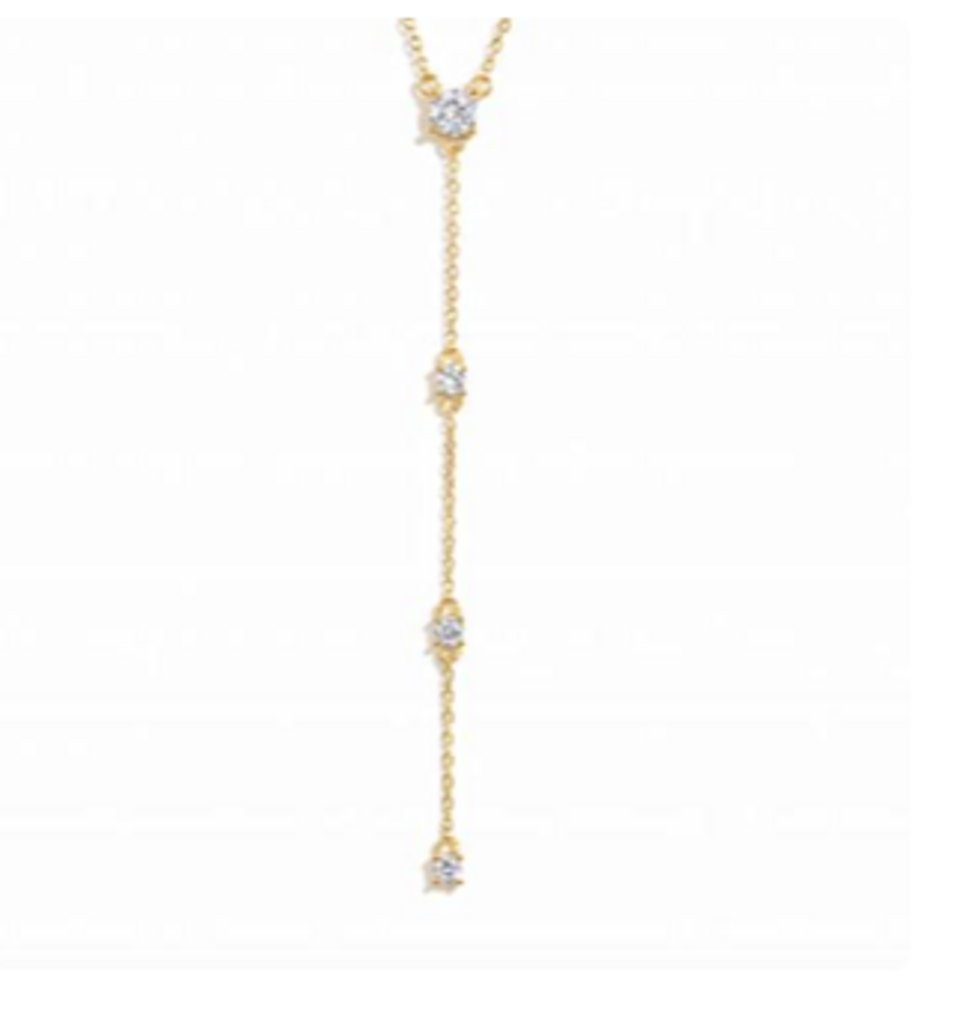 Round Diamond Lariat Necklace YG