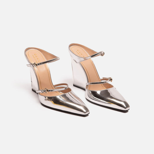 Gucci Silver & Clear Block Heel