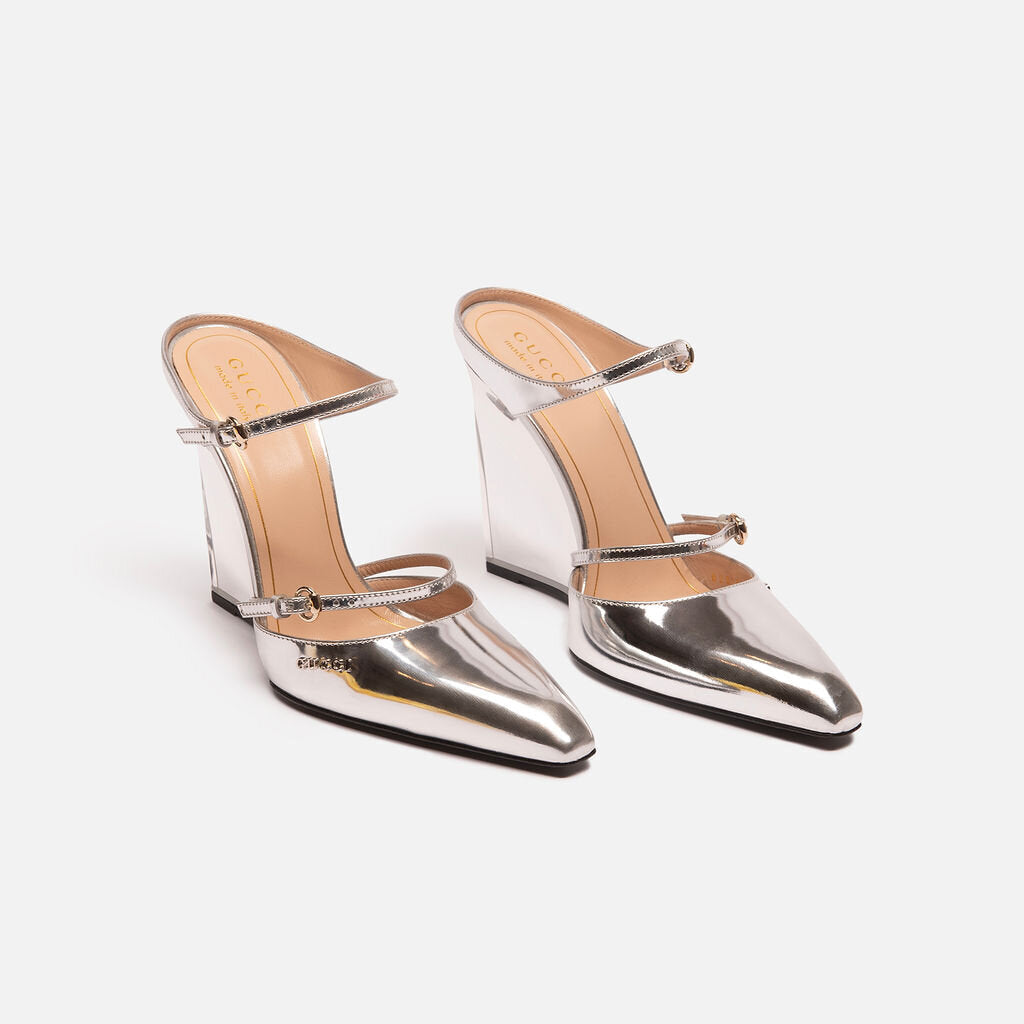 Gucci Silver & Clear Block Heel