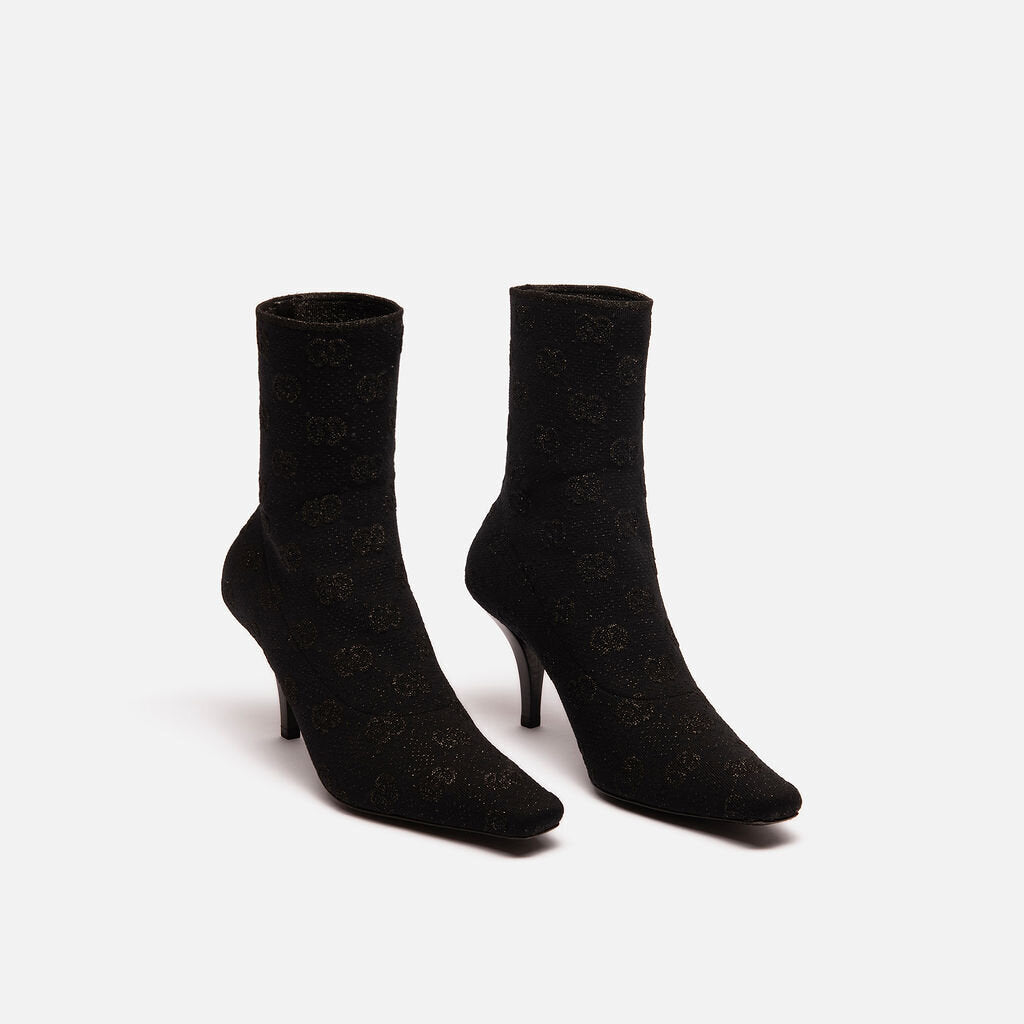 Gucci Black Metallic Knit Sock Boots