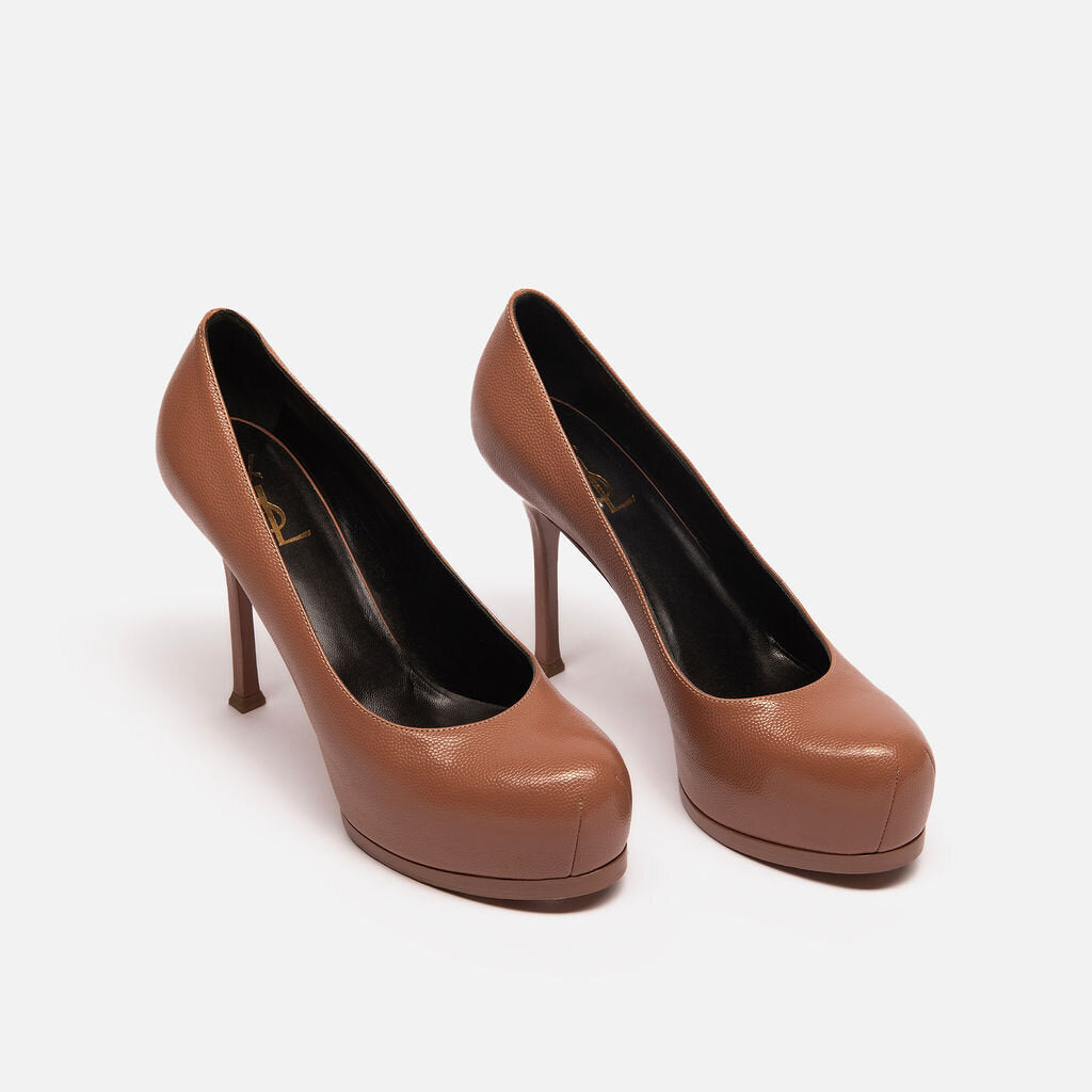 Saint Laurent Nude Leather Platform Pump