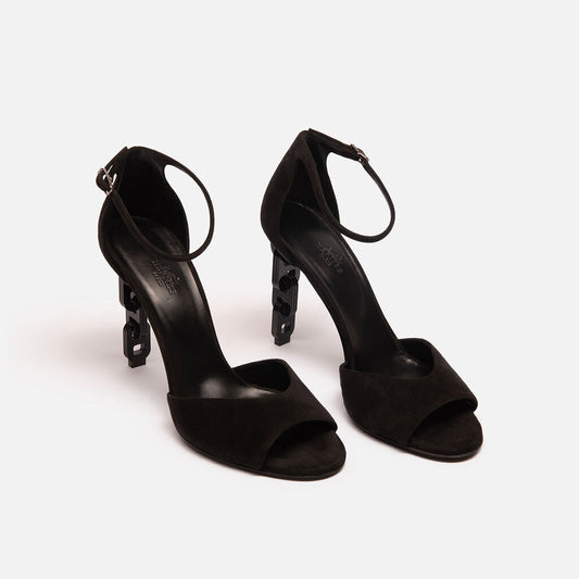Hermes Black Suede "Miracle" Heels (41) (NEW)