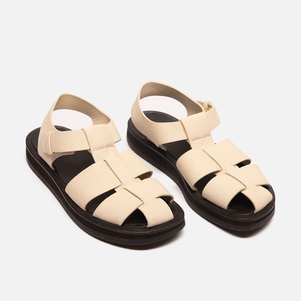 The Row Cream Leather Fisherman Sandal