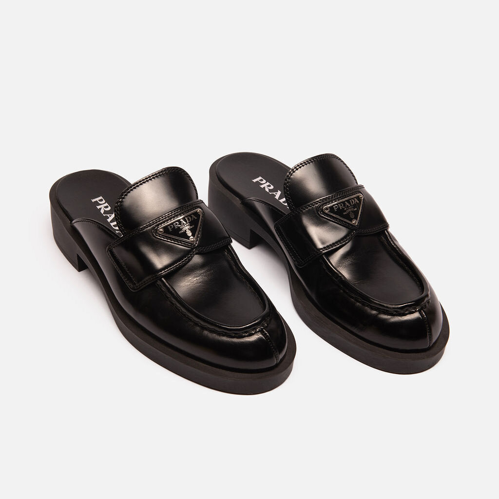 Prada Triangle Leather Loafer Mules (Est. 1270)