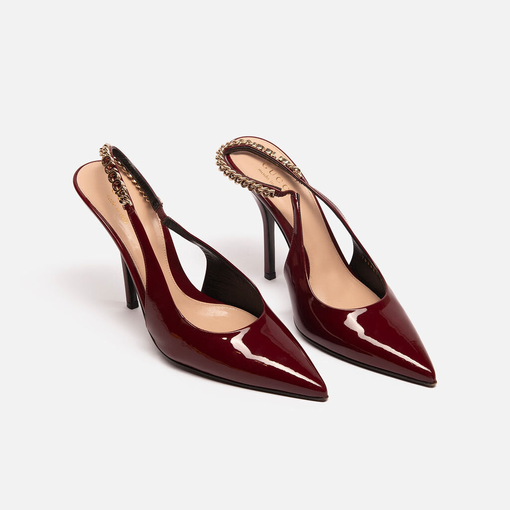Gucci Dark Red Patent Leather Slingback Pump (Est. 1200)