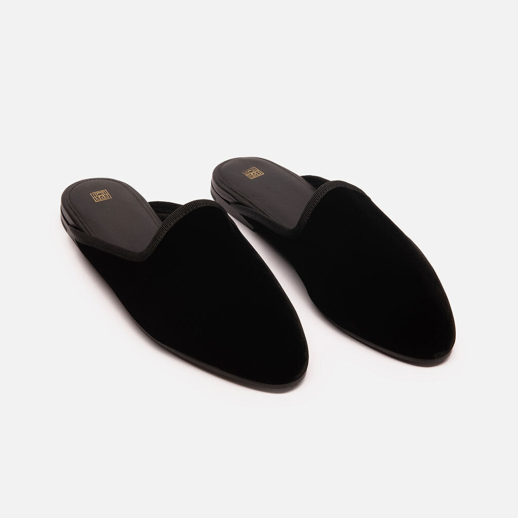 Toteme Black Velvet Mules