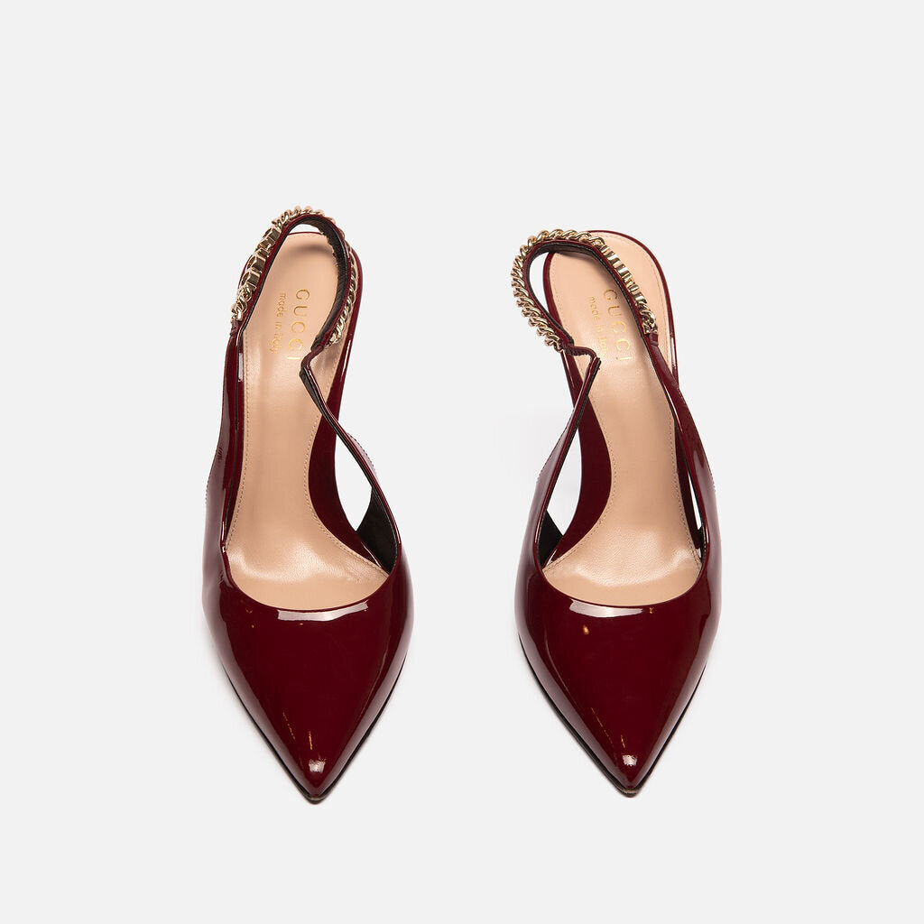 Gucci Dark Red Patent Leather Slingback Pump (Est. 1200)