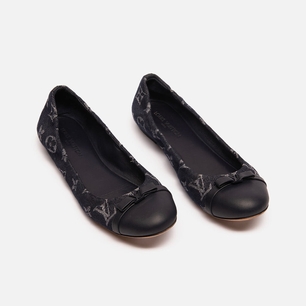 Louis Vuitton Denim Flats w/ Bow Detail