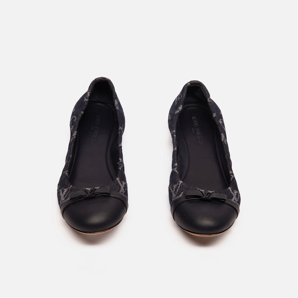 Louis Vuitton Denim Flats w/ Bow Detail