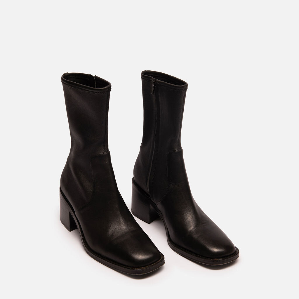 Loeffler Randall Black Leather Sock Boot
