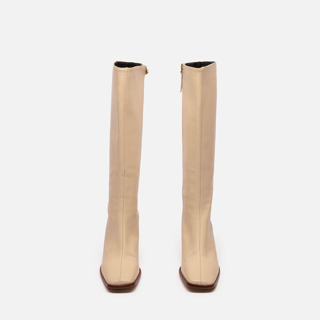 Alohas Cream Leather Knee High Boot