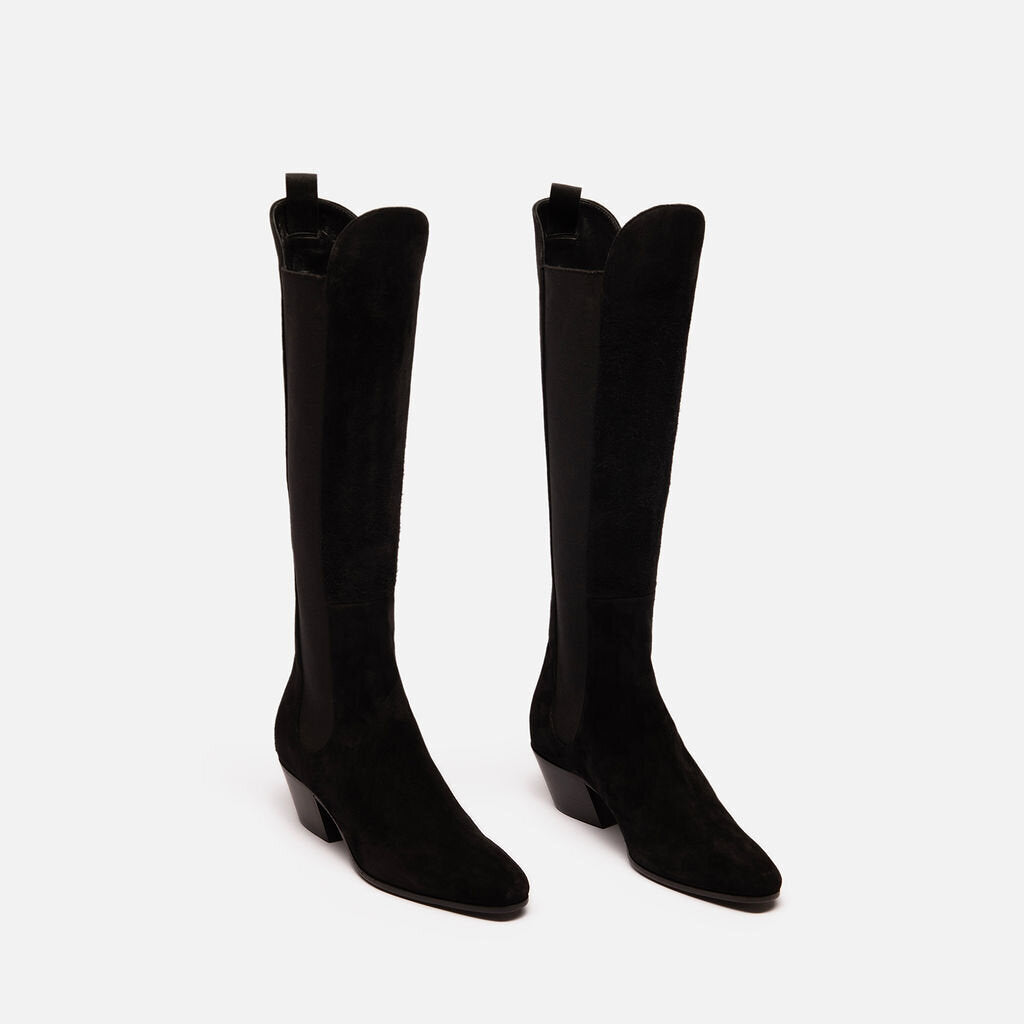Khaite Black Suede Knee High Boot