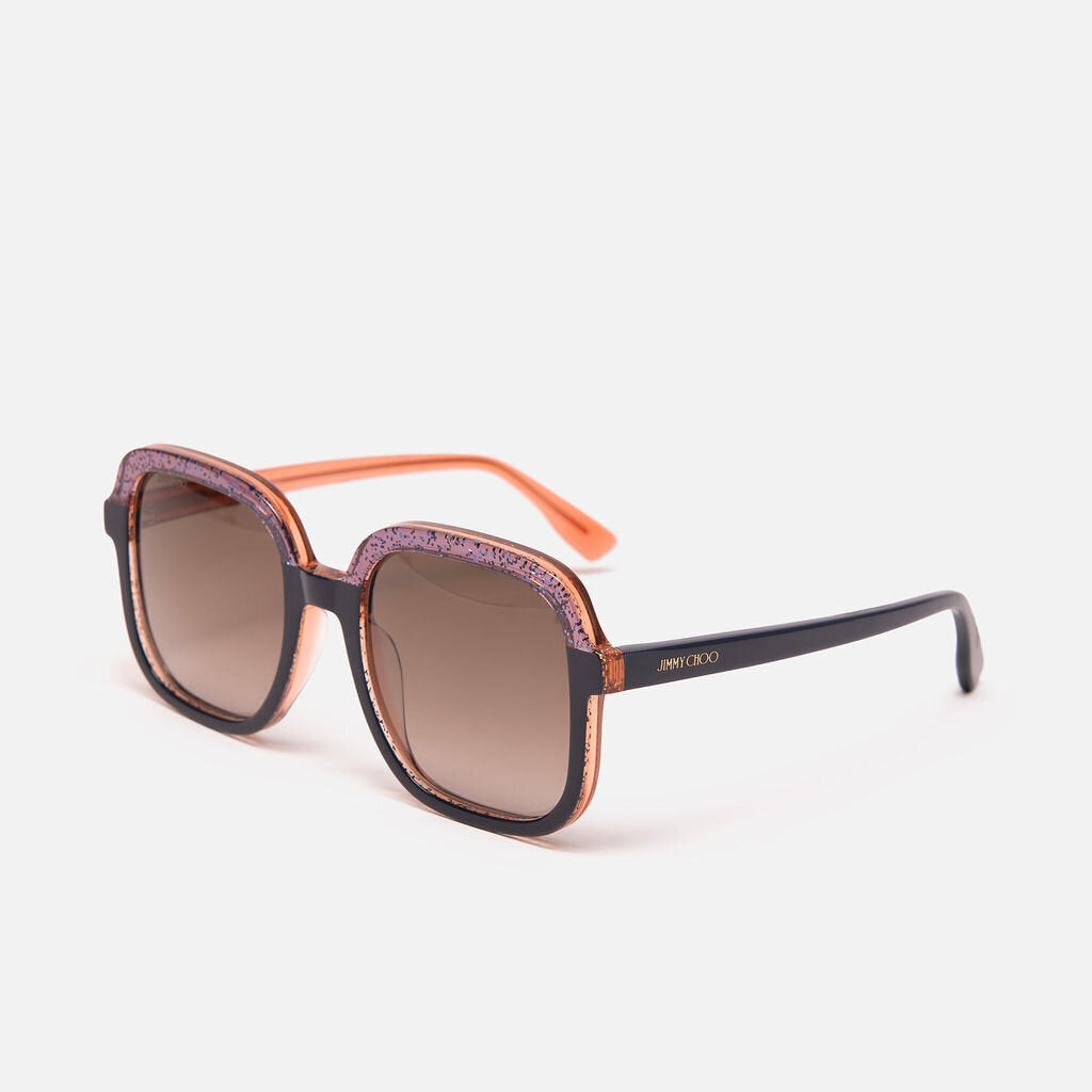 Jimmy Choo Blue Glitter Square Frame Sunglasses