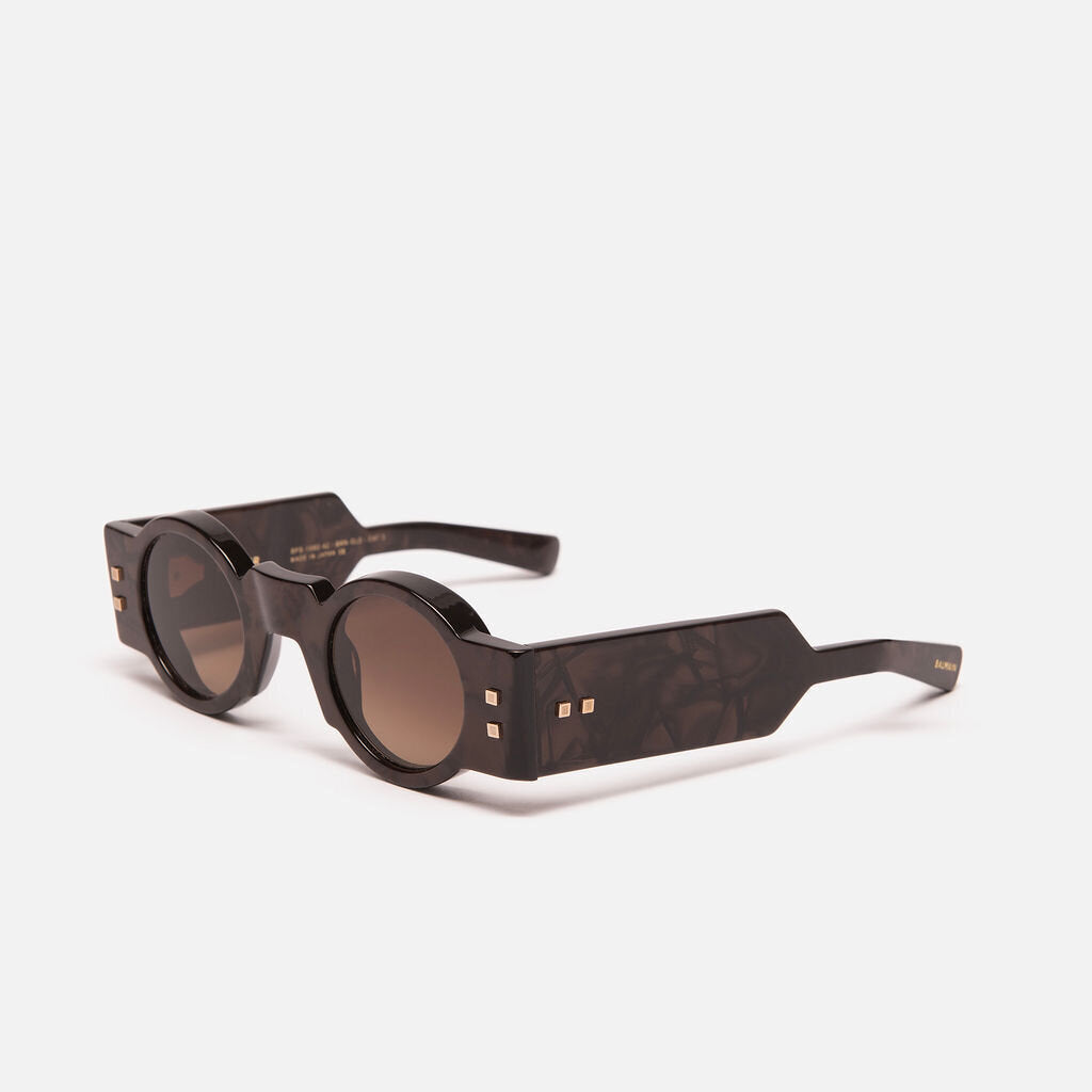 Balmain Brown Acetate Round Frame Sunglasses