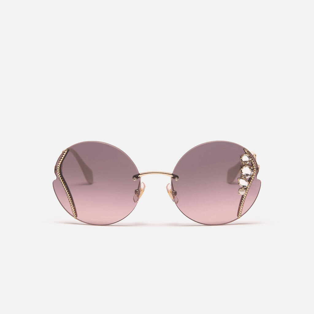 Miu Miu Brown Crystal Embellished Sunglasses