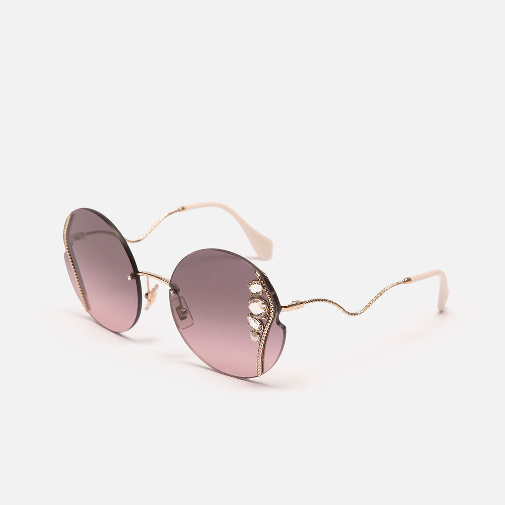 Miu Miu Brown Crystal Embellished Sunglasses