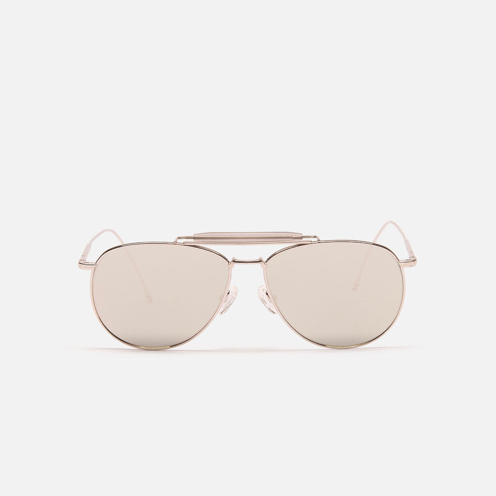 Thom Browne Silver Reflective Aviator Sunglasses