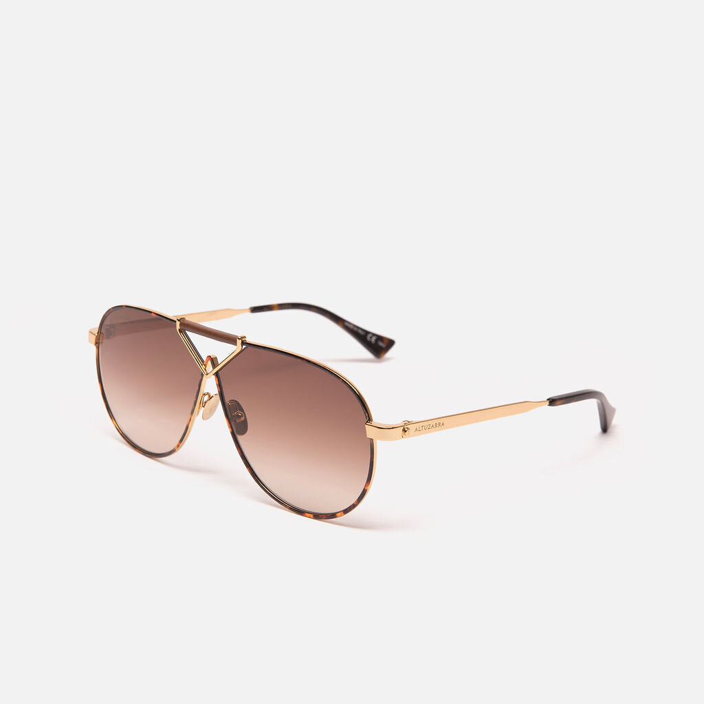Altuzarra Brown Gold Tone Aviator Sunglasses