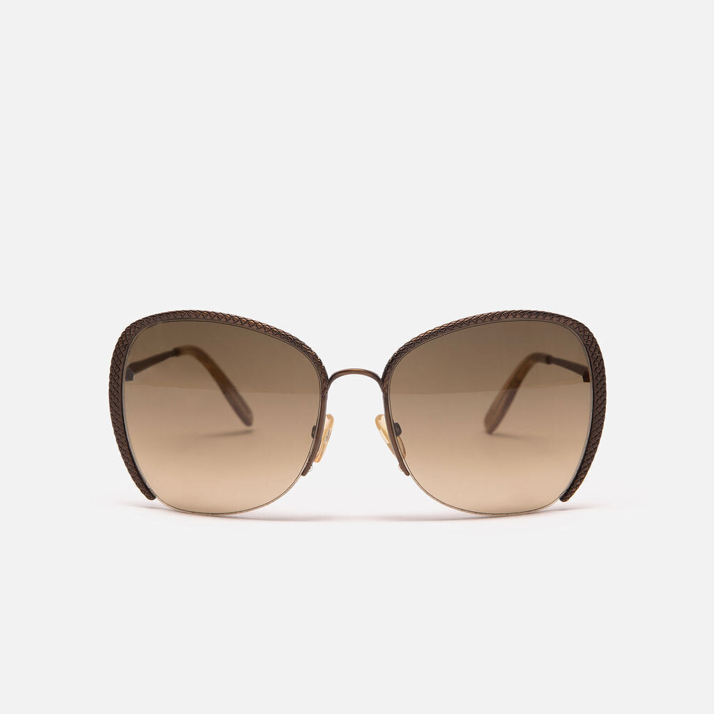 Bottega Veneta Brown Oversized Intrecciato Sunglasses