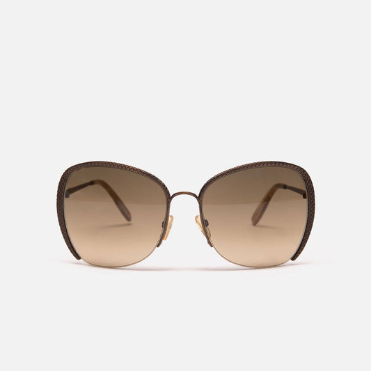 Bottega Veneta Brown Oversized Intrecciato Sunglasses