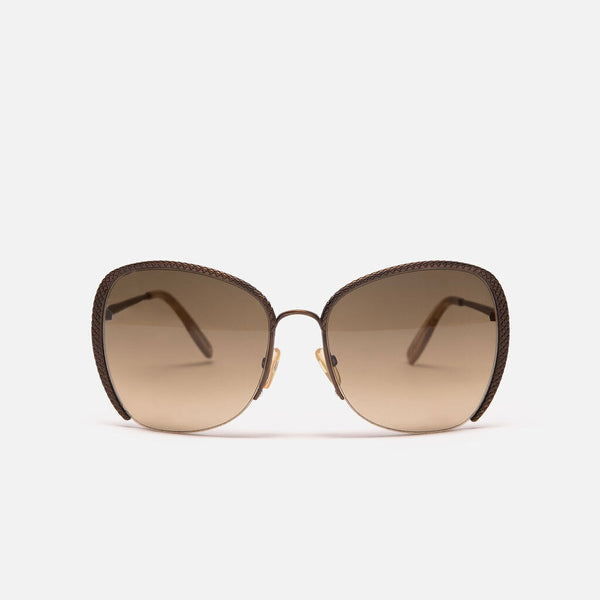 Bottega Veneta Brown Oversized Intrecciato Sunglasses