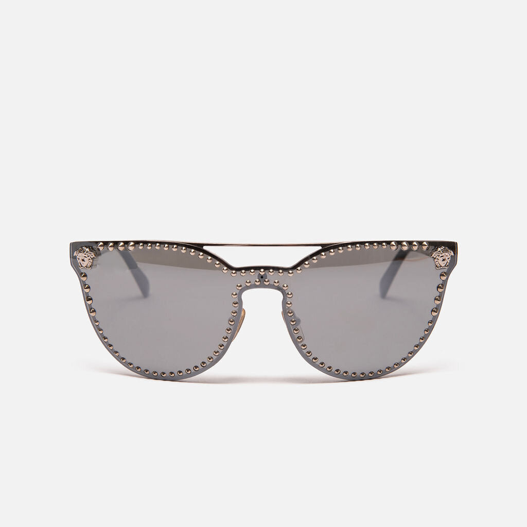 Versace Cat Eye Mirrored Stud Embellished Sunglasses