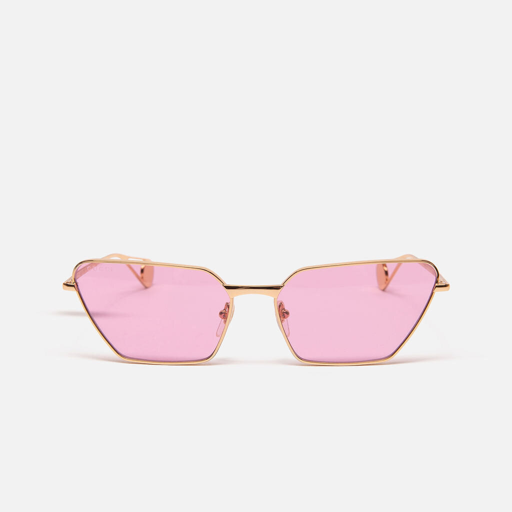 Gucci Pink Geometric Frame Sunglasses