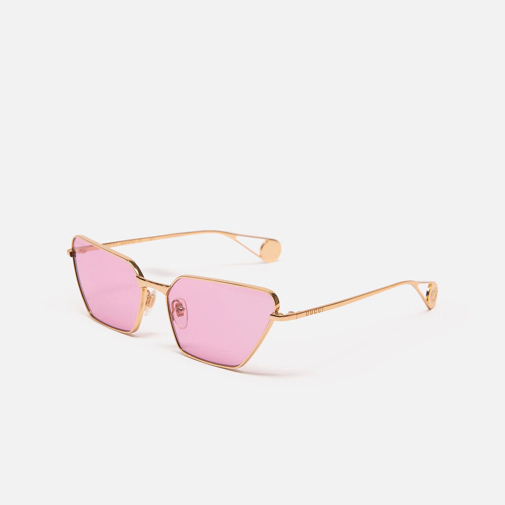 Gucci Pink Geometric Frame Sunglasses