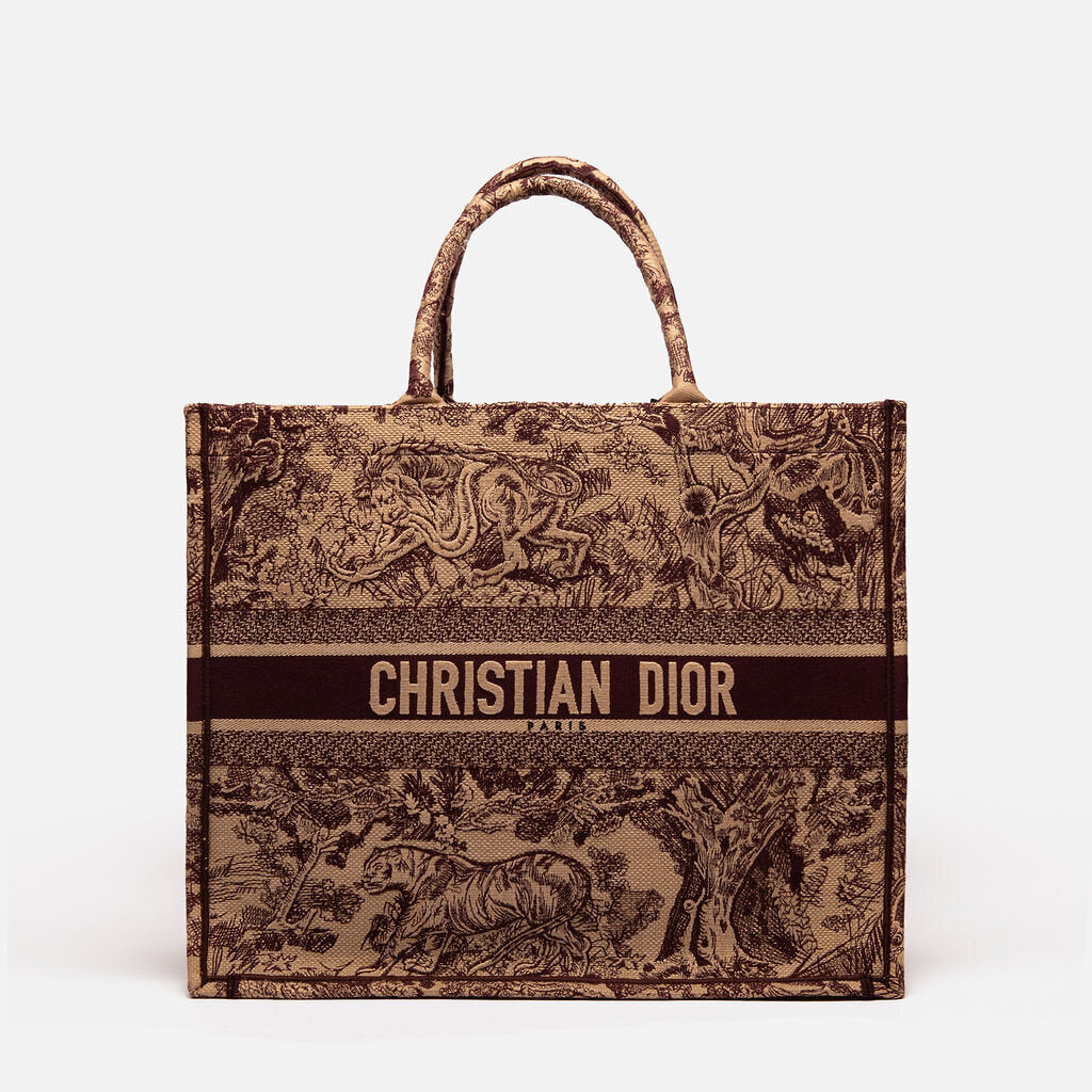 Dior Toile de Jouy Embroidered Large Book Tote