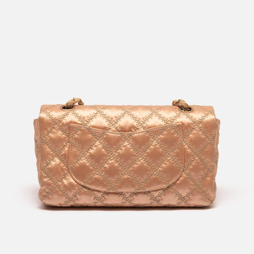 Chanel Pink Satin Woven Strap Shoulder Bag