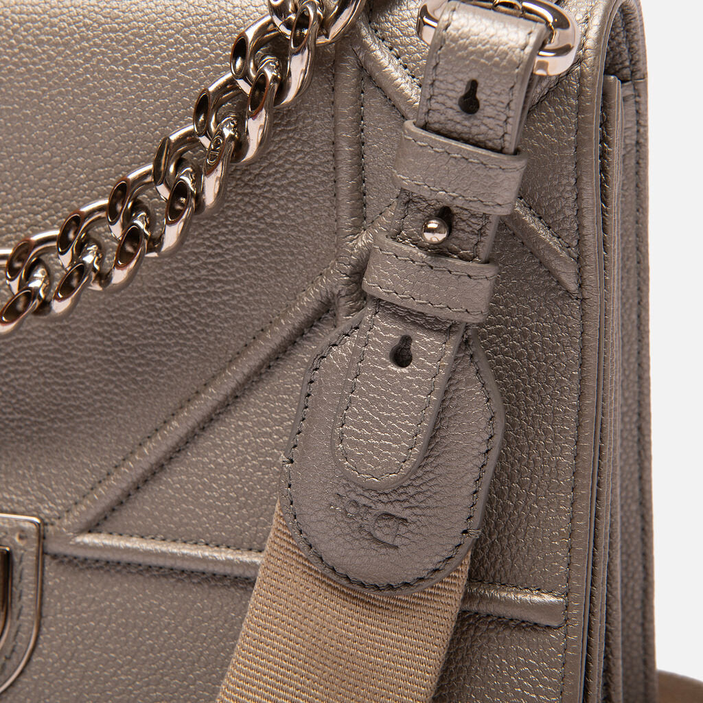 Christian Dior Large Diorama Silver Chain Top Handle & Canvas Strap