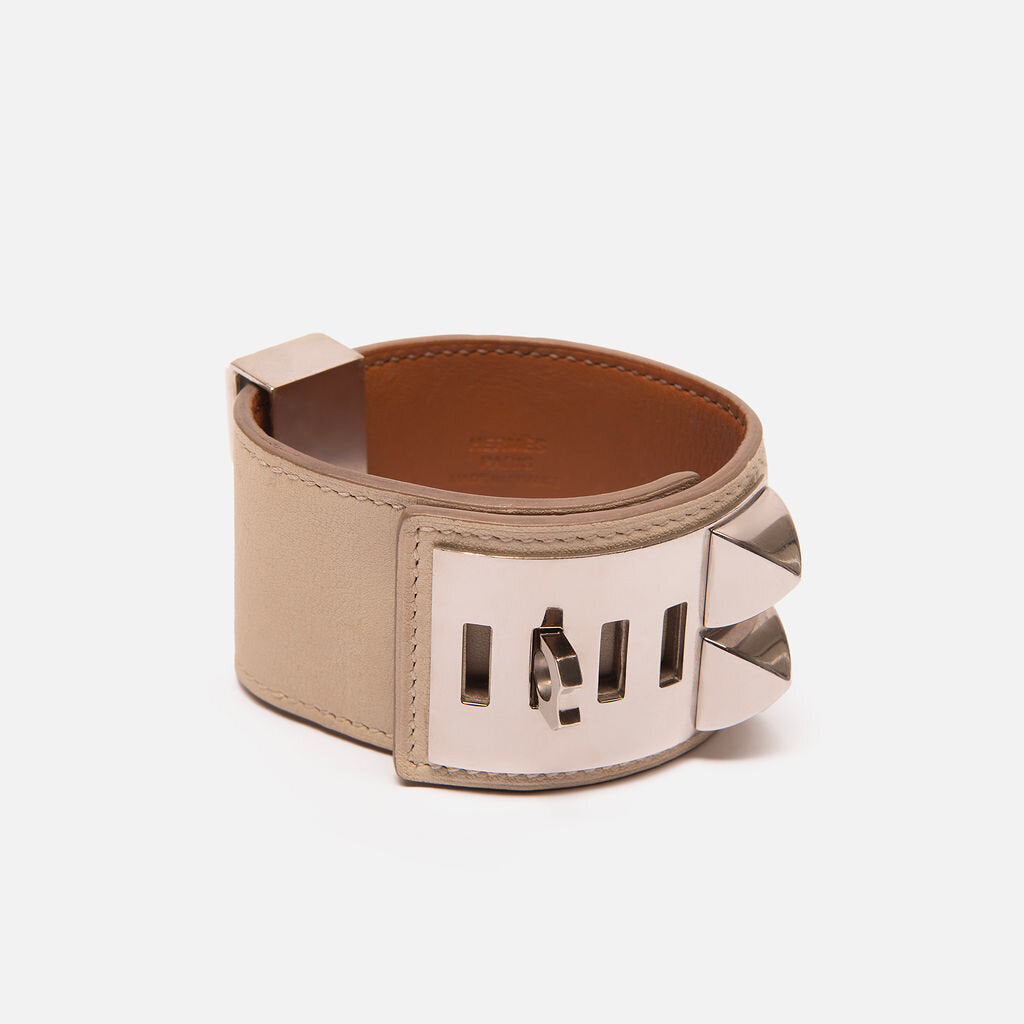 Hermes Beige Leather Collier de Chien Bracelet