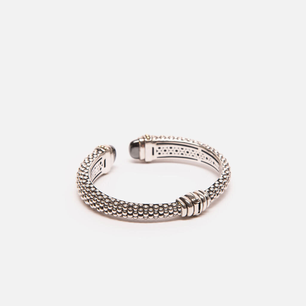 Lagos Sterling Silver + 18k Yellow Gold Onyx Cuff Bracelet