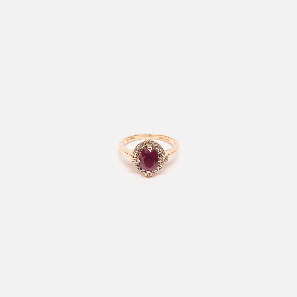 14K Yellow Gold Thai Oval Ruby Ring