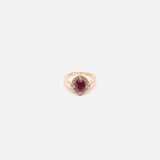 14K Yellow Gold Thai Oval Ruby Ring
