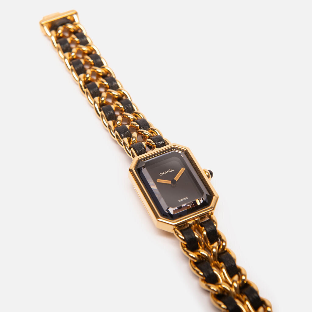 Chanel Premiere Rock Watch Stainless Steel YG Plated + Leather Band