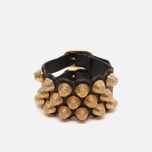 Balenciaga Black Leather Moto Stud Bracelet