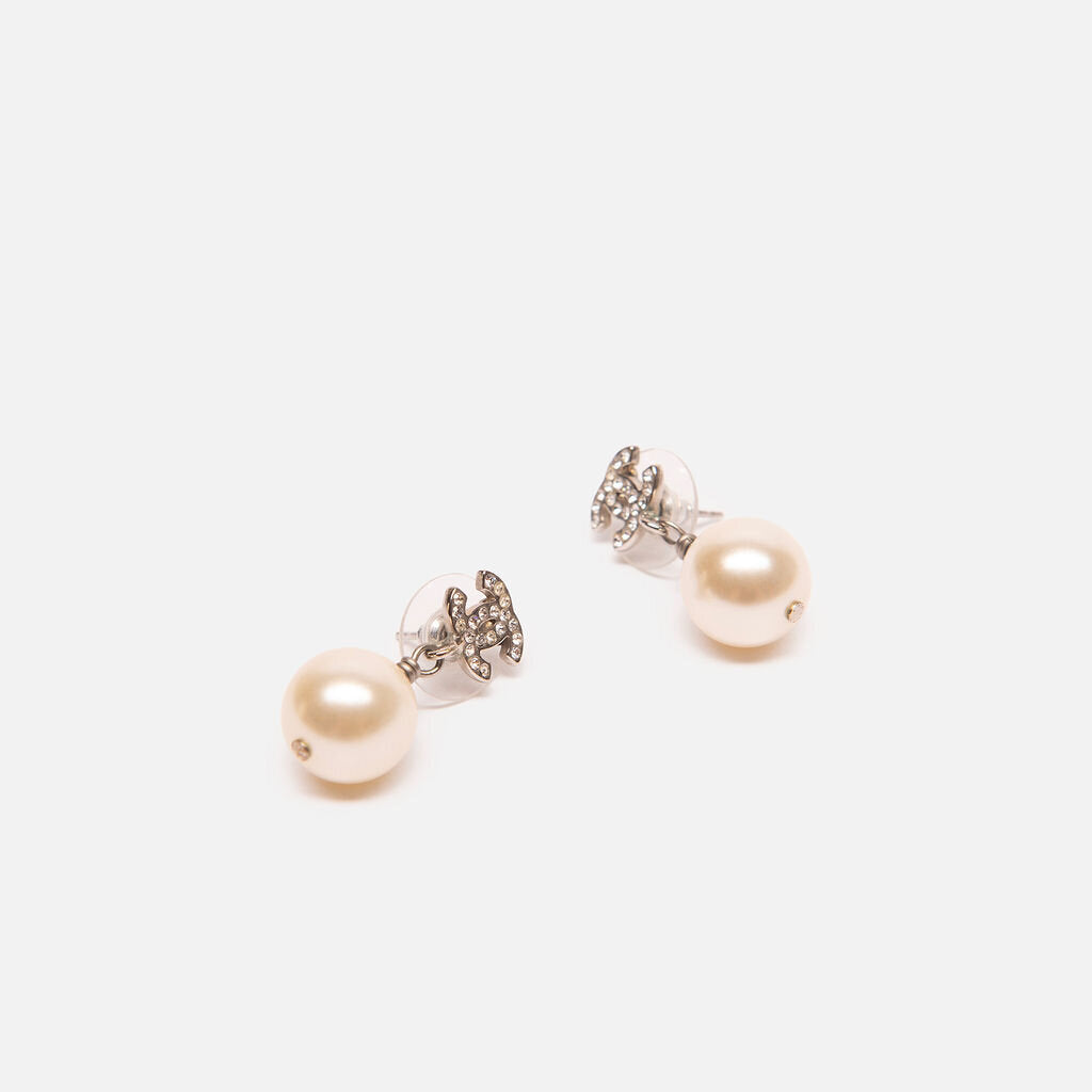 Chanel Pearl CC Drop Earrings