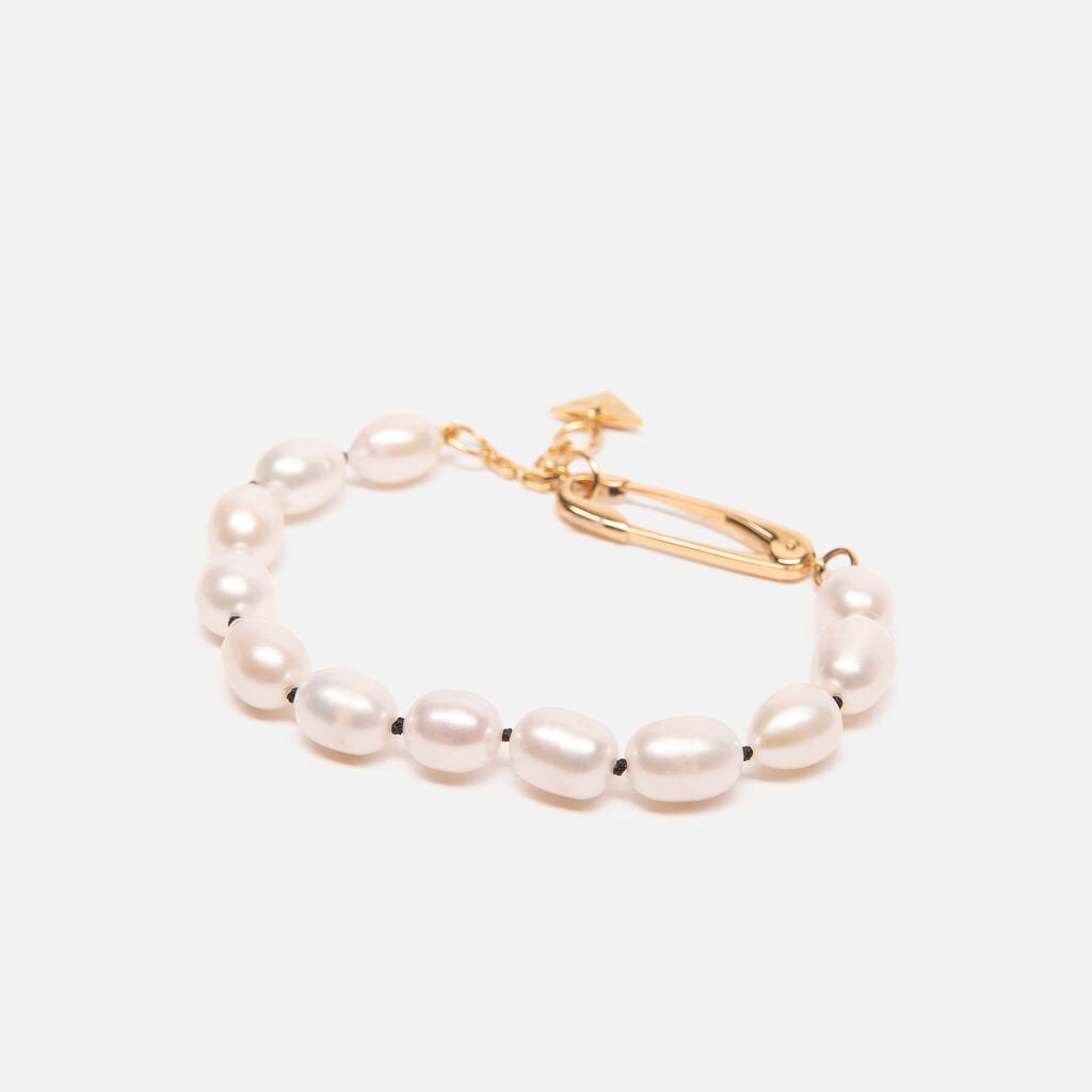 Prada Natural Pearl Gold Paper Clip Bracelet