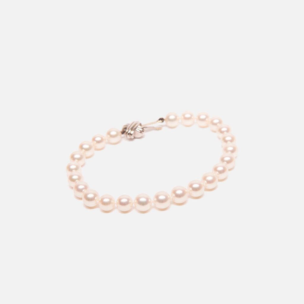 Tiffany & Co. 18K White Gold X Clasp Akoya Cultured Pearl Bracelet