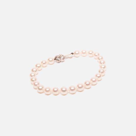 Tiffany & Co. 18K White Gold X Clasp Akoya Cultured Pearl Bracelet