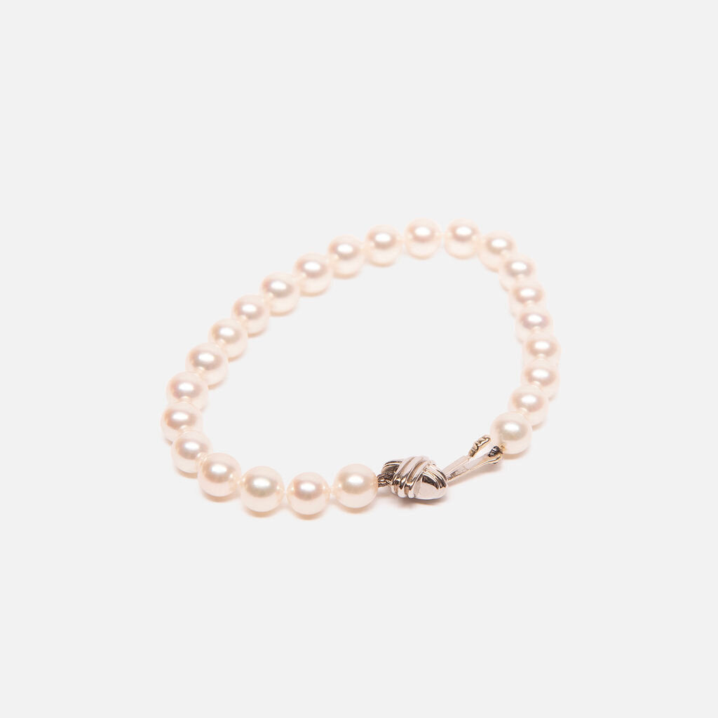 Tiffany & Co. 18K White Gold X Clasp Akoya Cultured Pearl Bracelet
