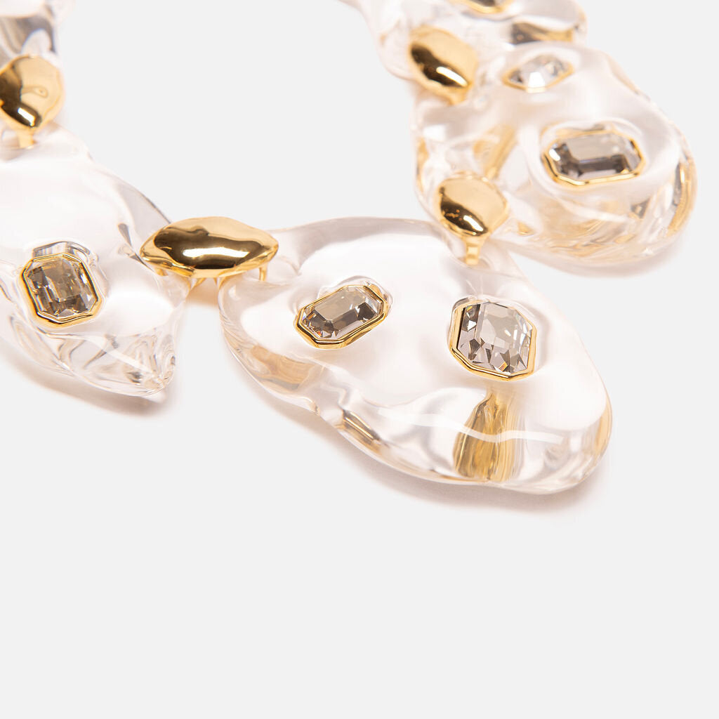 Alexis Bittar Clear Liquid Lucite Crystal Pebble Necklace