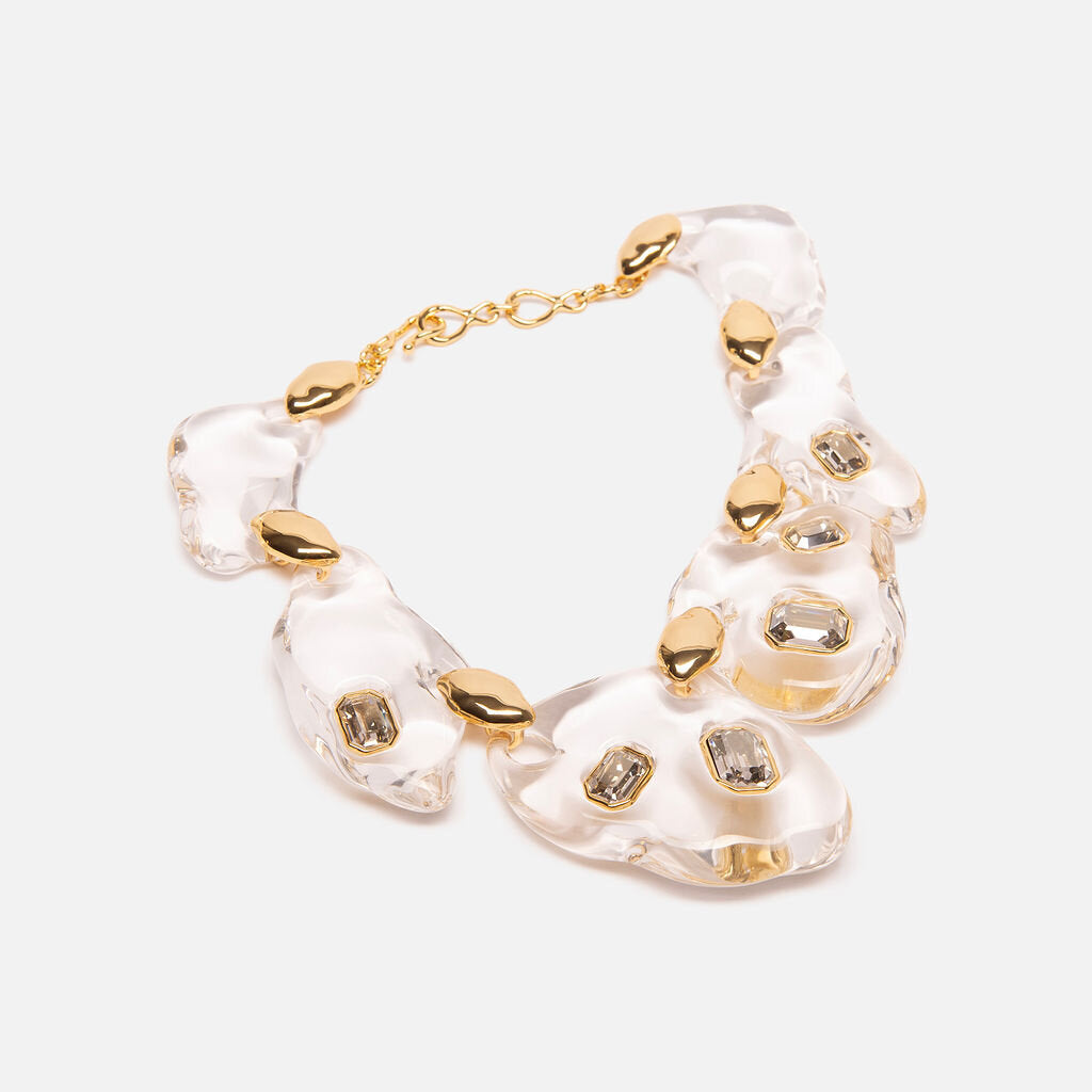 Alexis Bittar Clear Liquid Lucite Crystal Pebble Necklace