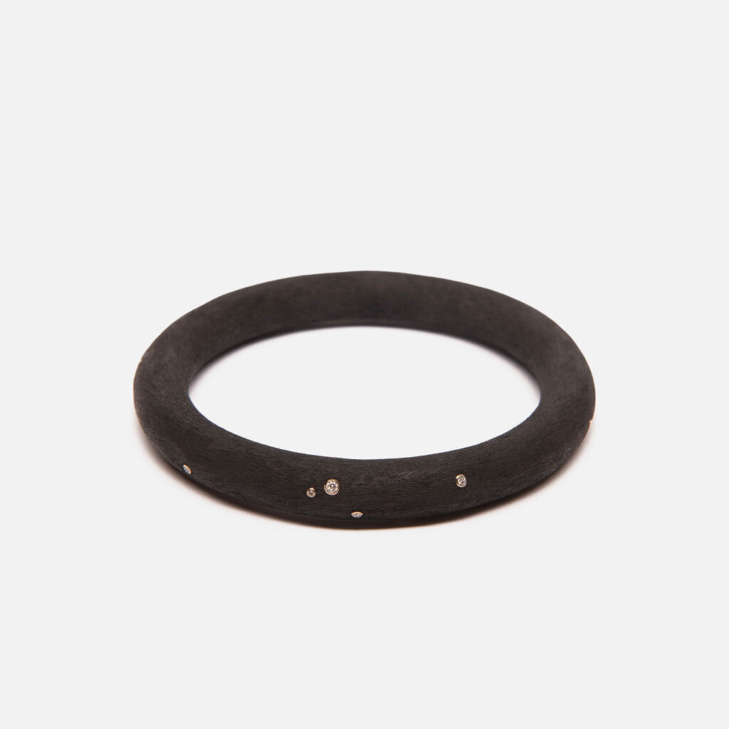 Andre Ribeiro Black Rubber Scatter Diamond Bracelet