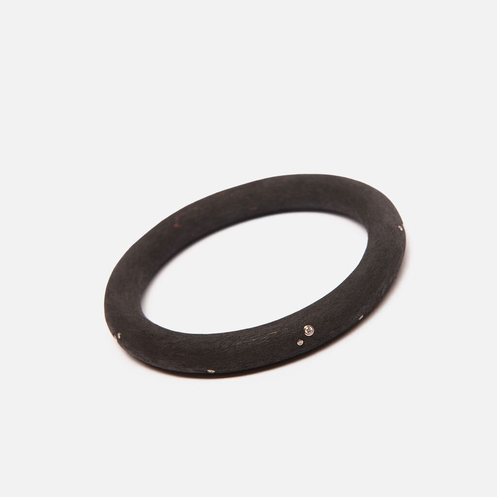 Andre Ribeiro Black Rubber Scatter Diamond Bracelet