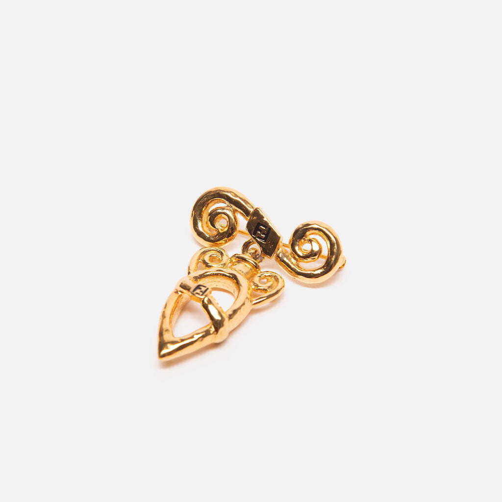 Fendi Vintage Gold Tone Vase Brooch