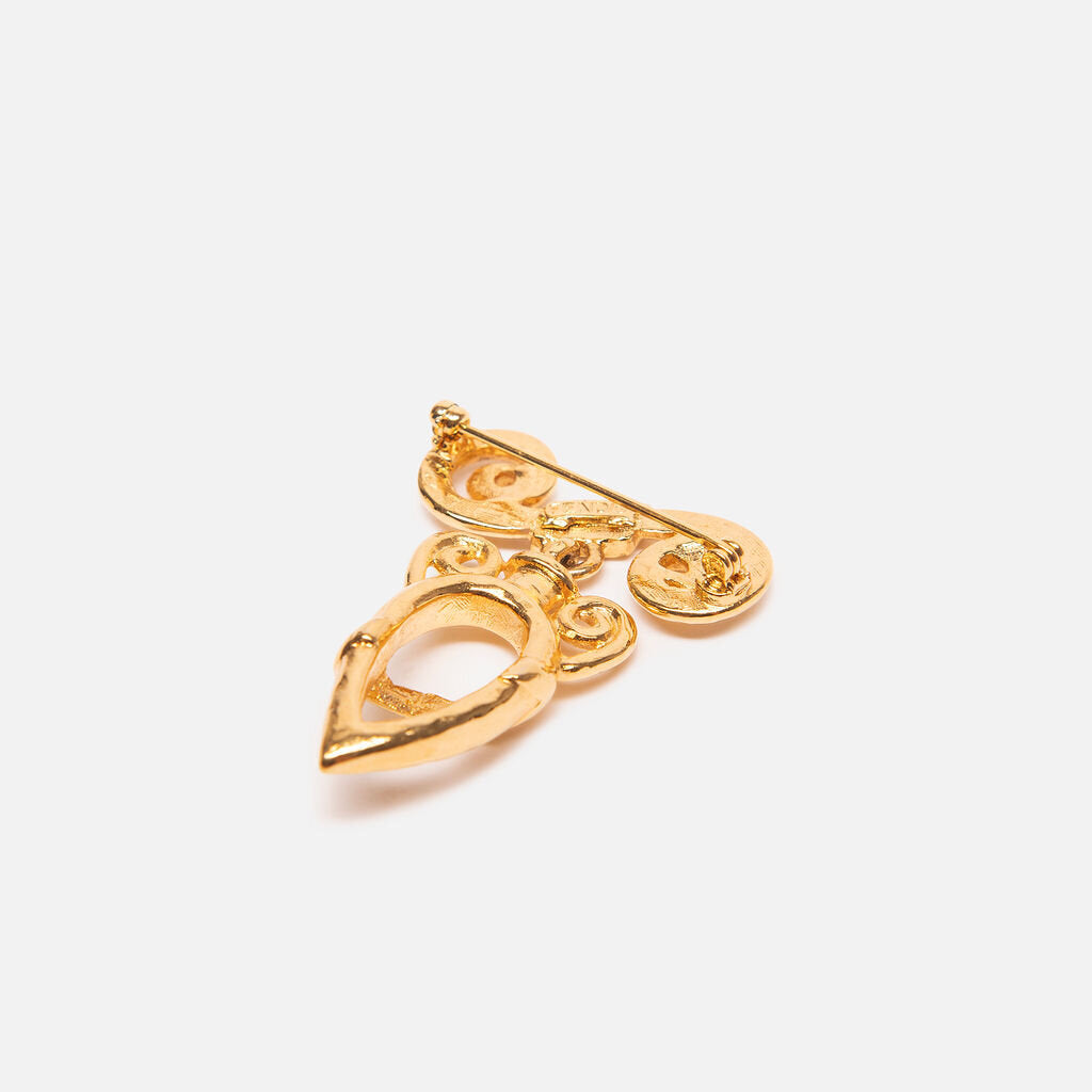 Fendi Vintage Gold Tone Vase Brooch